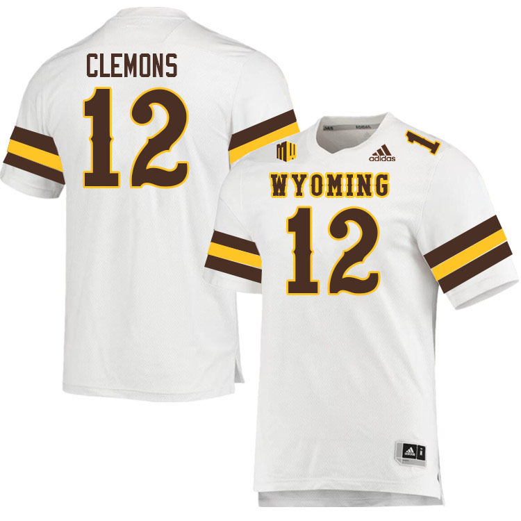 Wyoming Cowboys #12 Jayden Clemons College Football Jerseys Stitched Sale-White